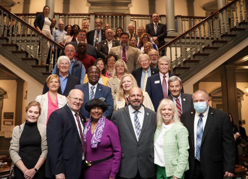 More than 60 locally elected officials and other leaders gathered May 13 on the steps inside Legislative Hall where they received a proclamation from Gov. Matt Meyer for their work representing Delaware residents.